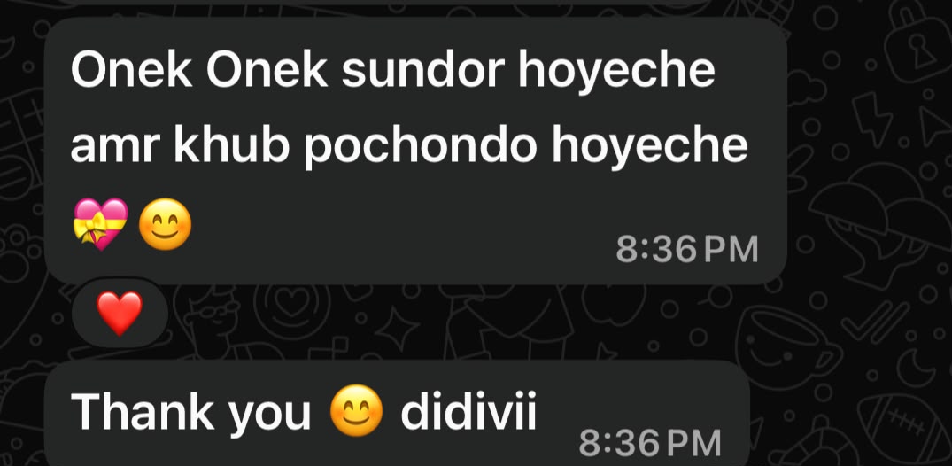 Screenshot of a customer's WhatsApp message thanking Crosean for their order