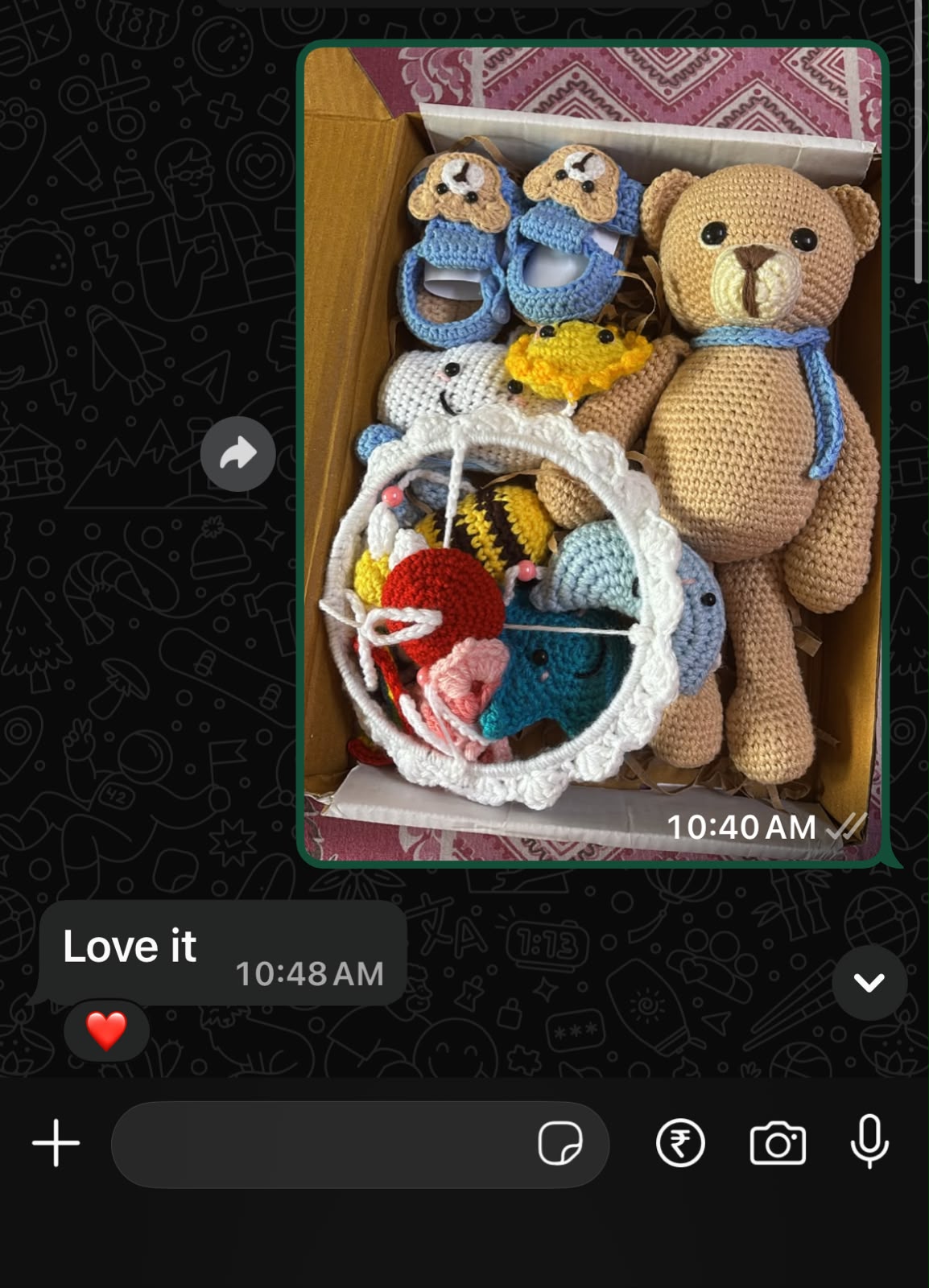Screenshot of a customer's WhatsApp message thanking Crosean for their order