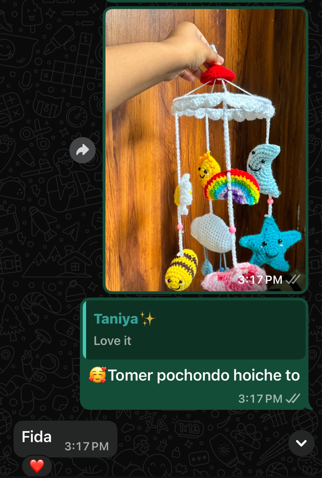 Screenshot of a customer's WhatsApp message thanking Crosean for their order