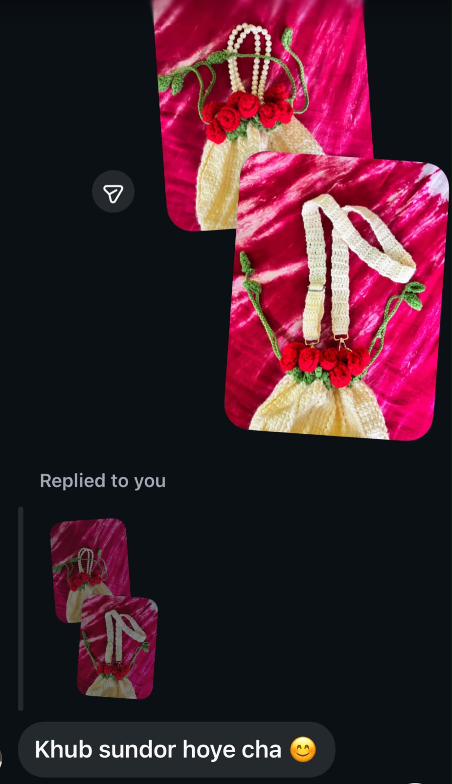 Screenshot of a customer's WhatsApp message thanking Crosean for their order